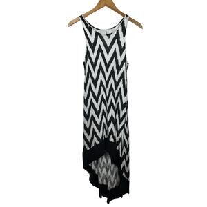 Ella Moss Dress Women S Black White Chevron Asymmetrical Tank Dress Y2K Spring